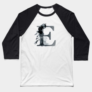 Floral Monogram E Dark Herbs And Flora Baseball T-Shirt